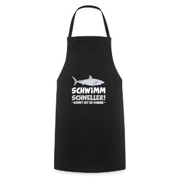 Schwimm Schneller Haifisch Hai Humor Sprüche - Kochschürze - Schwarz - Vorne - AI Model Male 185 dark (185cm)