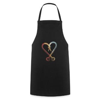 Fishing Hook Retro Style Vintage - Cooking Apron - black - Front - AI Model Male 185 dark (185cm)