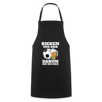 Lustiges Fußball Kicken und Bier darum bin ich - Kochschürze - Schwarz - Vorne - AI Model Male 185 dark (185cm)