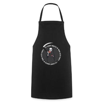 Café Grim Reaper - Tablier de cuisine - noir - Devant - AI Model Male 185 dark (185cm)