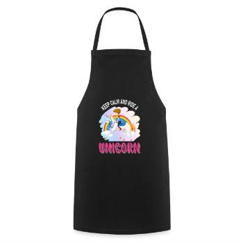Restez calme et montez une licorne licorne - Tablier de cuisine - noir - Devant - AI Model Male 185 dark (185cm)