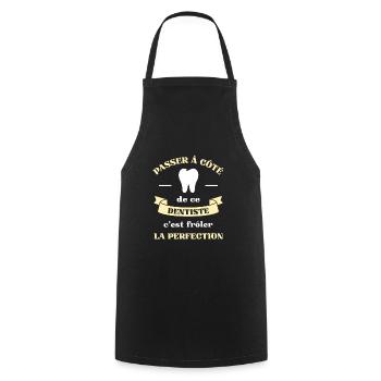 perfection dentiste humour dents homme femme drole - Tablier de cuisine - noir - Devant - AI Model Male 185 dark (185cm)
