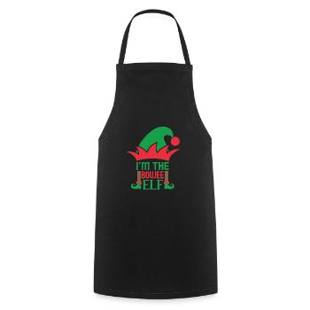I am the Boujee Elf Norwegian Pattern - Cooking Apron - black - Front - AI Model Male 185 dark (185cm)