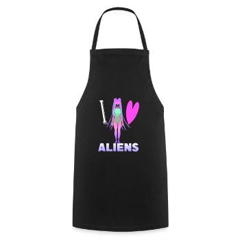 I love aliens - Cooking Apron - black - Front - AI Model Male 185 dark (185cm)