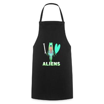 I love aliens - Cooking Apron - black - Front - AI Model Male 185 dark (185cm)