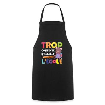 Trop Contente D Aller À L École ourson crayon cool - Tablier de cuisine - noir - Devant - AI Model Male 185 dark (185cm)