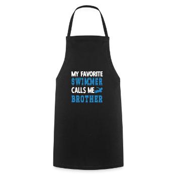 Proud Swimming Brother Brother Of a Swimmer - Cooking Apron - black - Front - AI Model Male 185 dark (185cm)
