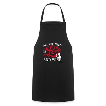 Tout ce dont vous avez besoin, c’est d’amour et de vin - Tablier de cuisine - noir - Devant - AI Model Male 185 dark (185cm)