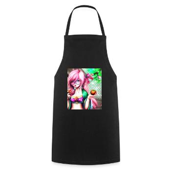 Japan Anime Drawing - Cooking Apron - black - Front - AI Model Male 185 dark (185cm)