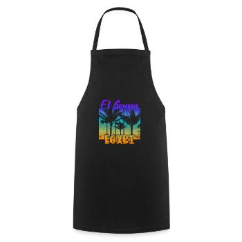 Vintage El Gouna Egypt Sonnenuntergang - Kochschürze - Schwarz - Vorne - AI Model Male 185 dark (185cm)