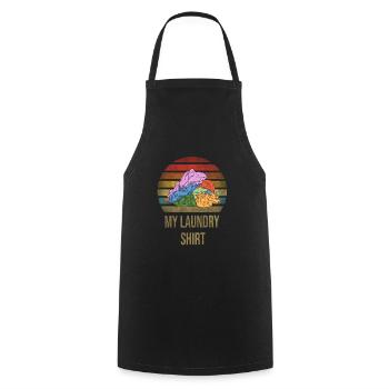Journée de blanchisserie Pile de vêtements Retro Sunset - Tablier de cuisine - noir - Devant - AI Model Male 185 dark (185cm)