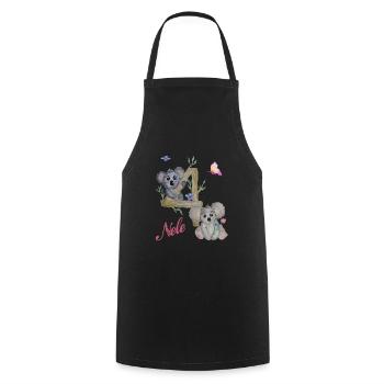 Koala 4ème anniversaire Nele - Tablier de cuisine - noir - Devant - AI Model Male 185 dark (185cm)