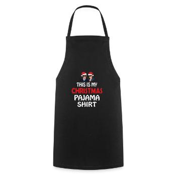 Christmas Pyjama Shirt Christmas Time - Cooking Apron - black - Front - AI Model Male 185 dark (185cm)