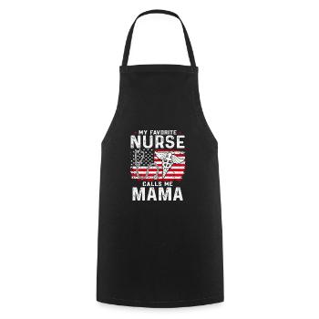 KRANKENSCHWESTER Nurse Calls Me Mama - Cooking Apron - black - Front - AI Model Male 185 dark (185cm)