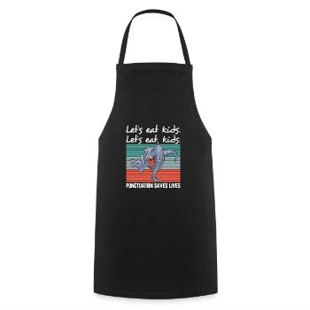 Dino Lets eat kids English grammar punctuation - Cooking Apron - black - Front - AI Model Male 185 dark (185cm)