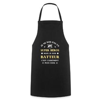 super heros batteur humour batterie homme garçon - Tablier de cuisine - noir - Devant - AI Model Male 185 dark (185cm)