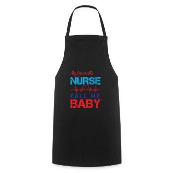 KRANKENSCHWESTER My favourite nurse call me Baby - Kochschürze - Schwarz - Vorne - AI Model Male 185 dark (185cm)