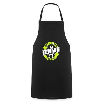 Manger dormir Tennis Répéter Joueur de tennis - Tablier de cuisine - noir - Devant - AI Model Male 185 dark (185cm)