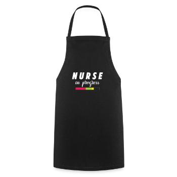 Infirmière au travail - Tablier de cuisine - noir - Devant - AI Model Male 185 dark (185cm)