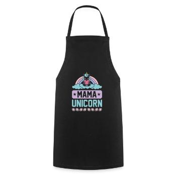 Mama Einhorn Licorne - Tablier de cuisine - noir - Devant - AI Model Male 185 dark (185cm)