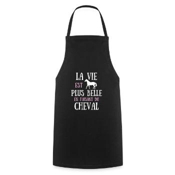 Cheval femme vie plus belle humour fille cadeau - Tablier de cuisine - noir - Devant - AI Model Male 185 dark (185cm)