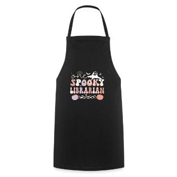School Librarian Halloween Library Worker Gifts - Cooking Apron - black - Front - AI Model Male 185 dark (185cm)