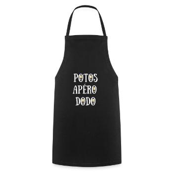 potos apero dodo humour alcool homme potes cadeau - Tablier de cuisine - noir - Devant - AI Model Male 185 dark (185cm)