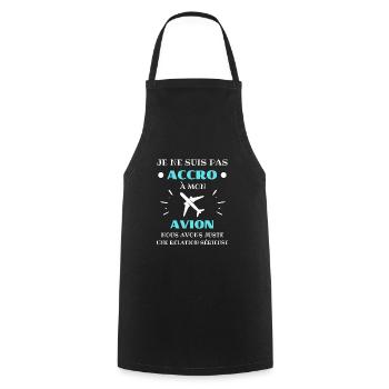 accro avion humour pilote d'avion idée cadeau - Tablier de cuisine - noir - Devant - AI Model Male 185 dark (185cm)