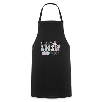 LMSW Licensed Master Social Worker Halloween - Cooking Apron - black - Front - AI Model Male 185 dark (185cm)