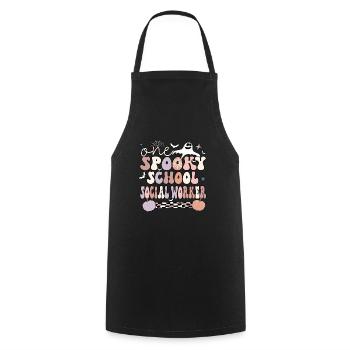 School Social Worker Halloween Social Work Gifts - Cooking Apron - black - Front - AI Model Male 185 dark (185cm)