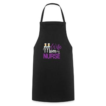 Wife Mom Nurse - Cooking Apron - black - Front - AI Model Male 185 dark (185cm)