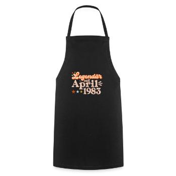 Legendär seit April 1983 zum 40 Geburtstag - Kochschürze - Schwarz - Vorne - AI Model Male 185 dark (185cm)