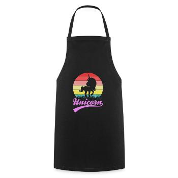 Einhorn Licorne Coucher de soleil - Tablier de cuisine - noir - Devant - AI Model Male 185 dark (185cm)