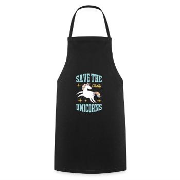 Sauvez les licornes potelées Licorne - Tablier de cuisine - noir - Devant - AI Model Male 185 dark (185cm)