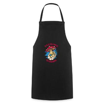 Decrime Nature Colorful Magic Mushroom Skeleton - Cooking Apron - black - Front - AI Model Male 185 dark (185cm)