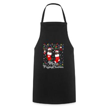 Pug Christmas Gifts Pug Xmas Party Pug Lover - Cooking Apron - black - Front - AI Model Male 185 dark (185cm)