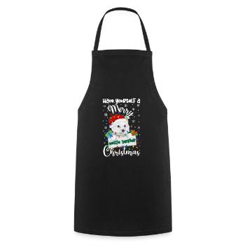 Westie Christmas Golden Dog Gift - Cooking Apron - black - Front - AI Model Male 185 dark (185cm)