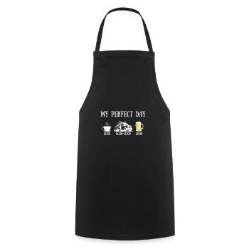 camion homme my perfect day humour routier cadeau - Tablier de cuisine - noir - Devant - AI Model Male 185 dark (185cm)