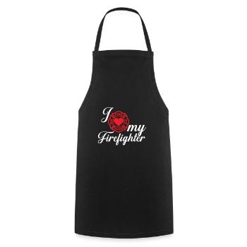 Mariage d'un ami pompier pompier professionnel - Tablier de cuisine - noir - Devant - AI Model Male 185 dark (185cm)
