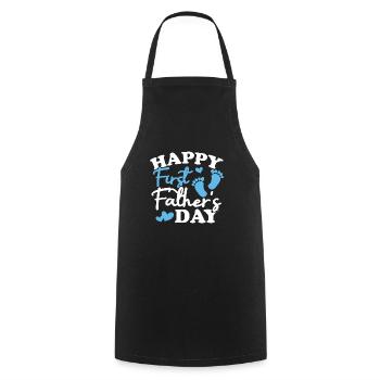 Joyeuse première fête des pères - Tablier de cuisine - noir - Devant - AI Model Male 185 dark (185cm)