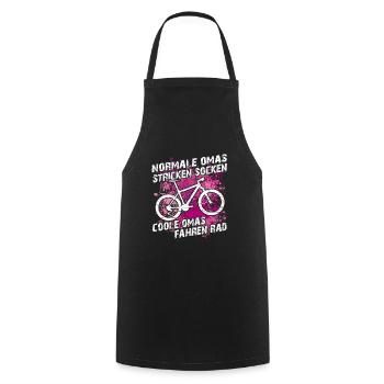 Coole Oma fährt Fahrrad lustiger Omaspruch - Kochschürze - Schwarz - Vorne - AI Model Male 185 dark (185cm)