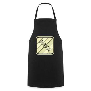 Girl's name Anika - Cooking Apron - black - Front - AI Model Male 185 dark (185cm)