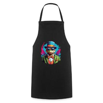Crocodile alligator coloré avec lunettes de soleil et chapeau - Tablier de cuisine - noir - Devant - AI Model Male 185 dark (185cm)