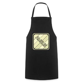 Amélie comme prénom de fille - Tablier de cuisine - noir - Devant - AI Model Male 185 dark (185cm)