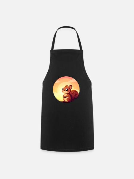 Eichhörnchen Rundes Sunset Design - Kochschürze - Schwarz