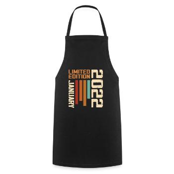 January 2022 - 2022 January Birthday Gift - Cooking Apron - black - Front - AI Model Male 185 dark (185cm)