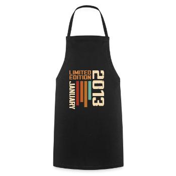 January 2013 - 2013 January Birthday Gift - Cooking Apron - black - Front - AI Model Male 185 dark (185cm)