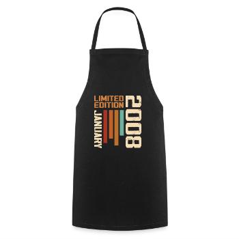 January 2008 - 2008 January Birthday Gift - Cooking Apron - black - Front - AI Model Male 185 dark (185cm)