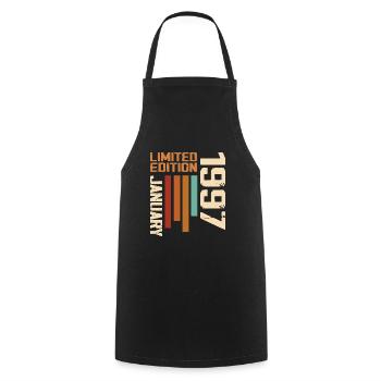 January 1997 - 1997 January Birthday Gift - Cooking Apron - black - Front - AI Model Male 185 dark (185cm)