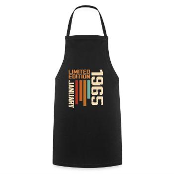 January 1965 - 1965 January Birthday Gift - Cooking Apron - black - Front - AI Model Male 185 dark (185cm)
